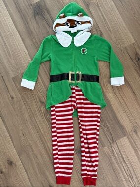 Buc-ee’s Christmas Elf Pajama XS / Small Hooded Beaver Costume Pajama Set Fleece